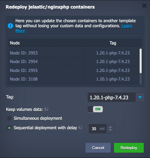 redeploy containers