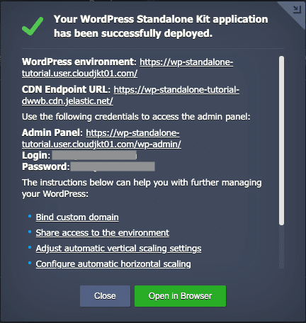 instalasi selesai - cara install wordpress standalone kit