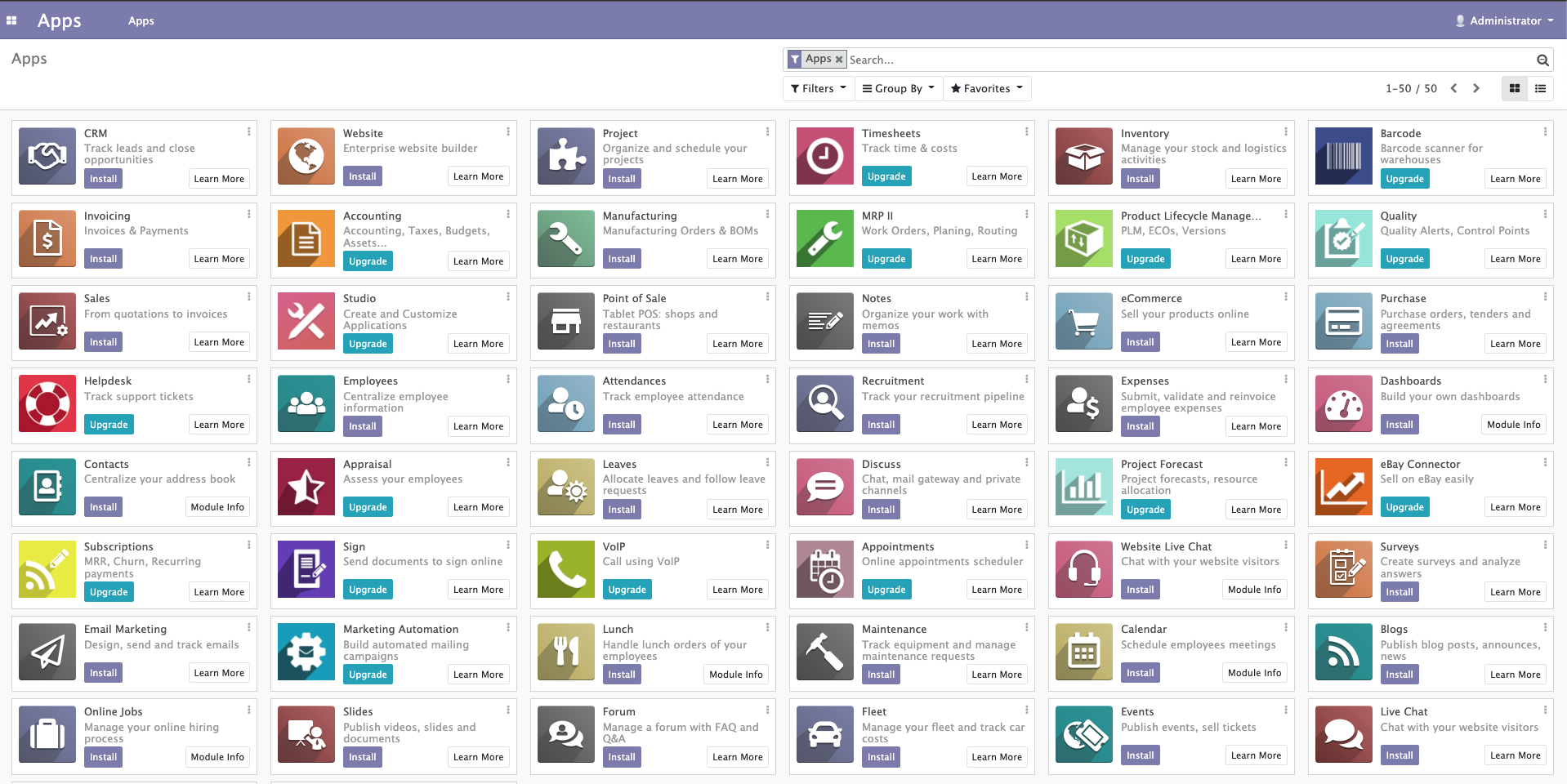 pilih apps odoo - cara install odoo