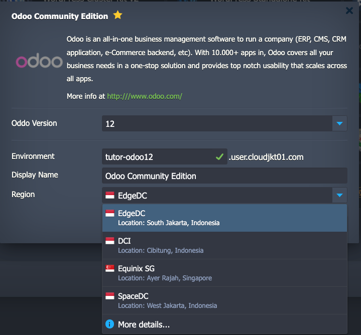 pilih oodo versi - cara install odoo