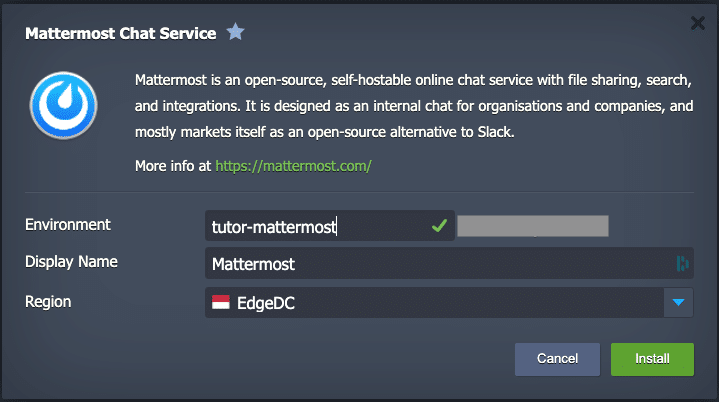 tentukan nama environment - cara install mattermost