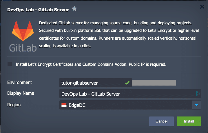 tentukan nama environmentnya - cara install gitlab server