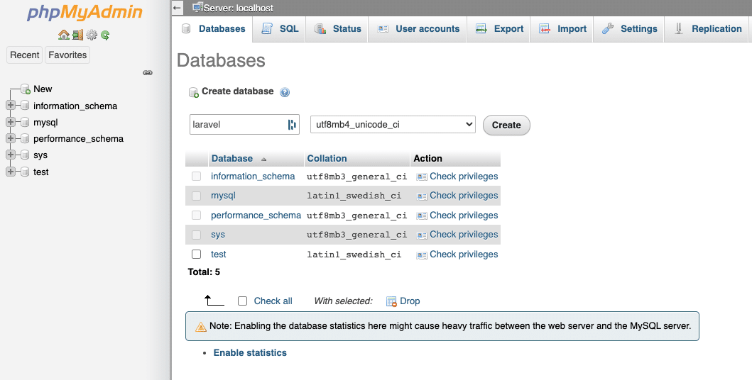 create database - deploy laravel menggunakan nginx