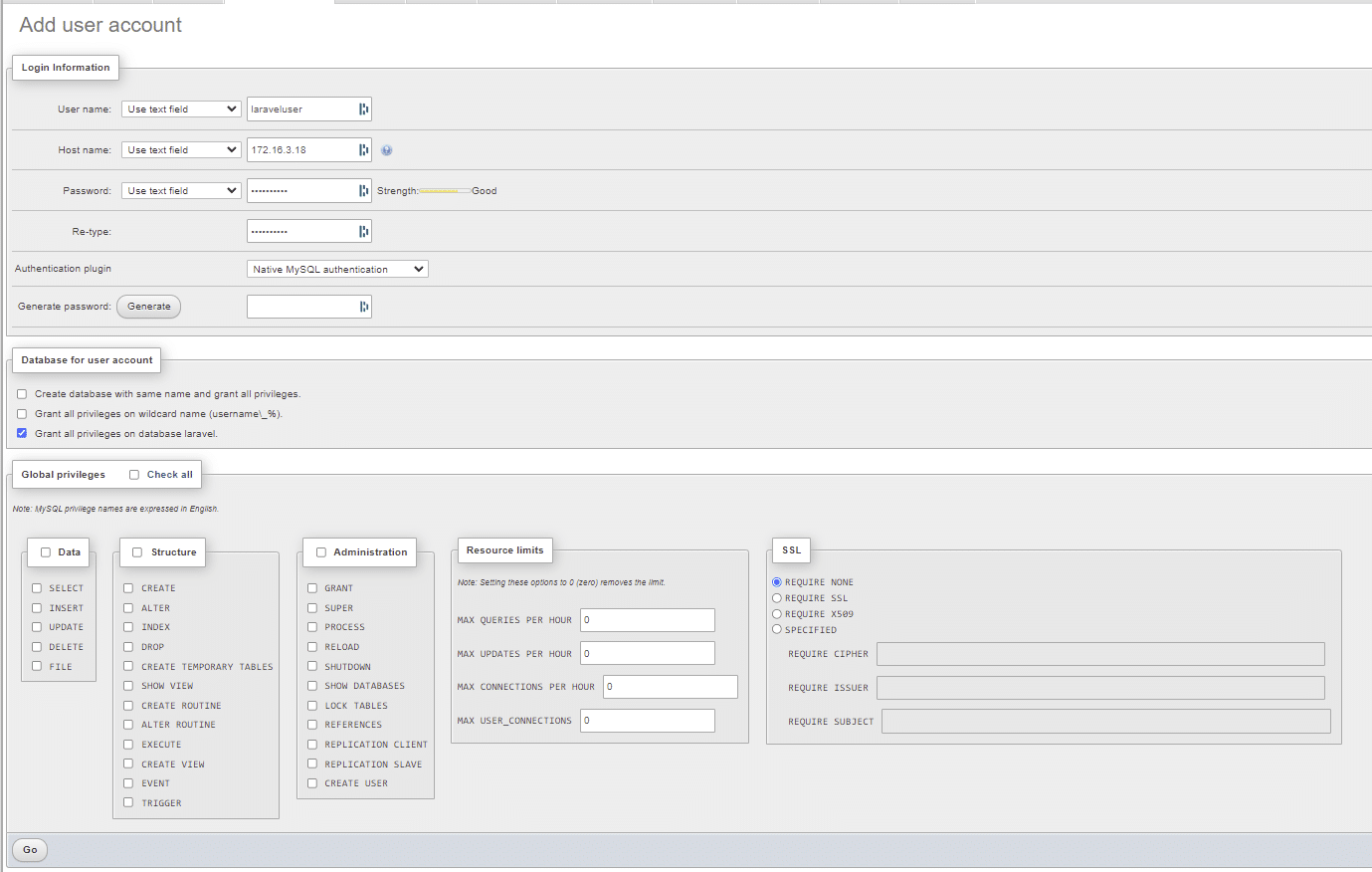 klik add user account - deploy laravel menggunakan nginx